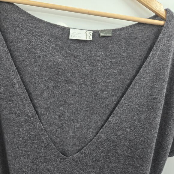 Anthropologie x Building 18 Gray Wool Blend Sleeveless Slit Sweater Dress Maxi L - Picture 3 of 16